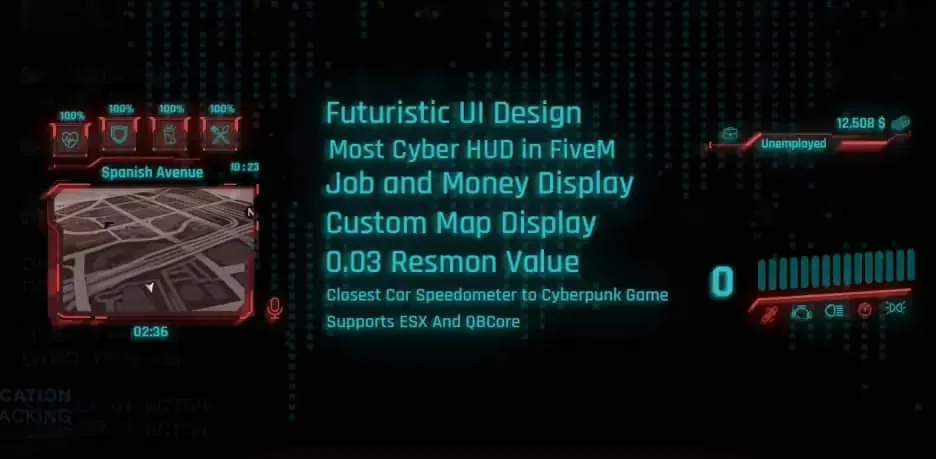 FiveM Cyberpunk HUD FiveM resource preview 2