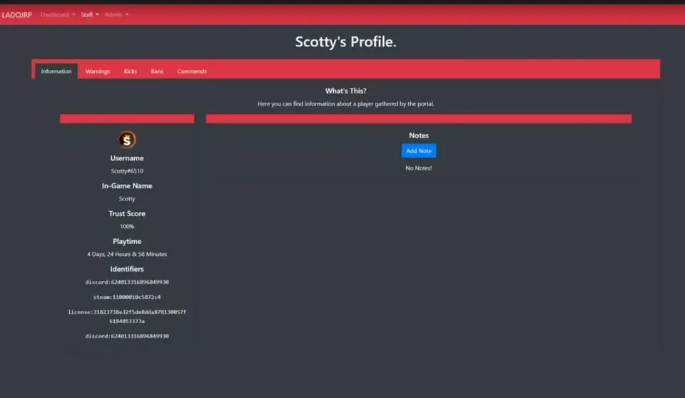 Staff Portal (Web Panel) - Warn, Kick, Ban, Command FiveM resource preview 4