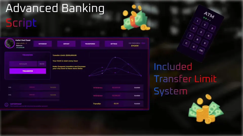 Système bancaire avancé [Système de niveaux][Autonome] Aperçu de la ressource FiveM