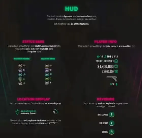 VIP HUD V4 (QB) vista previa del recurso FiveM 5