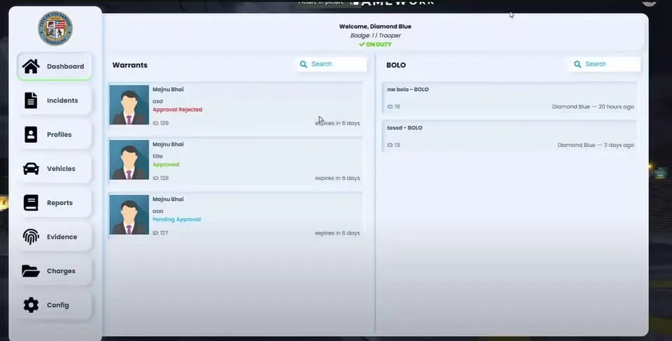 CopNet MDT (ESX/QB) FiveM resource preview