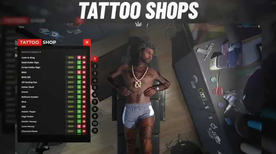 [ESX/QB] VMS_tattooshop – ADVANCED TATTOO SHOPS FiveM resource preview