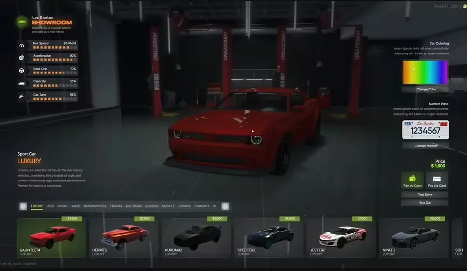 Argus Vehicle Shop (ESX/QB) FiveM resource preview 2