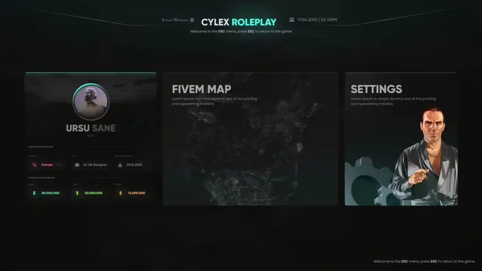 Cylex Pause Menu FiveM resource preview