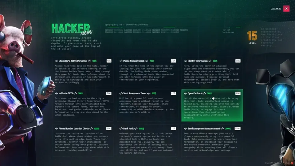 Realistic Hacker Menu FiveM Ressourcen Vorschau 3