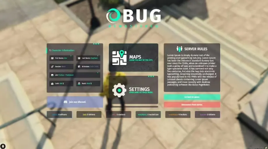 [ESX/QB] 0BUG Pause Menu FiveM resource preview