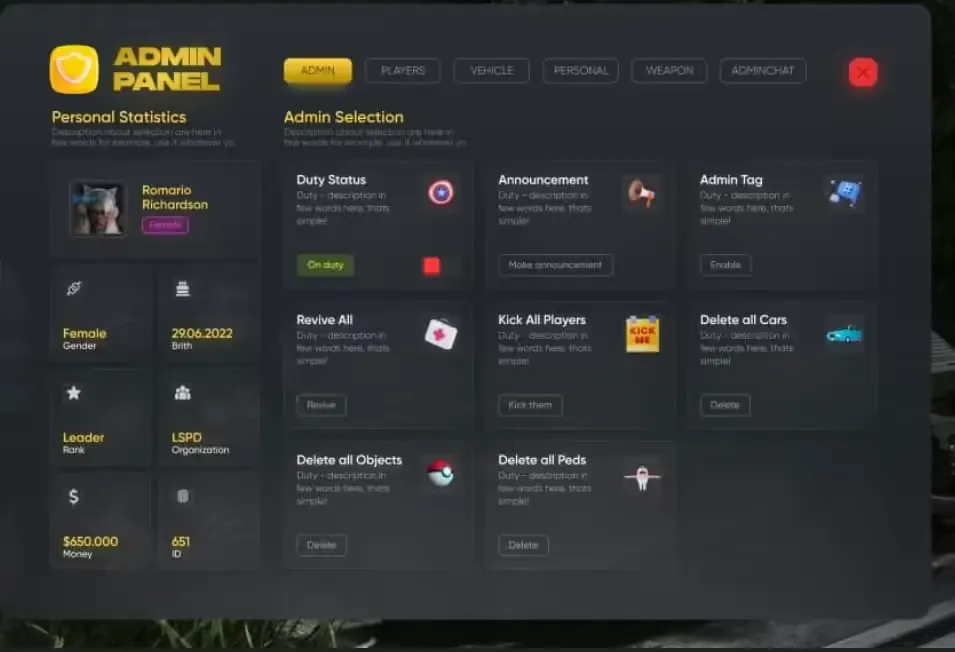 Izzy - Admin Menu FiveM resource preview 2