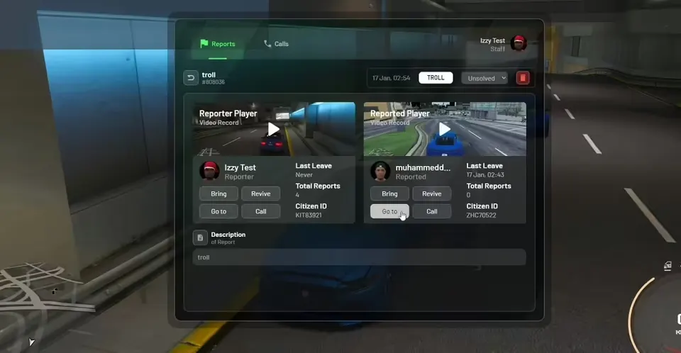 Report System (izzy) FiveM script preview