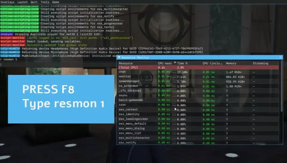How to Use Resmon to Diagnose FiveM Client Scripts