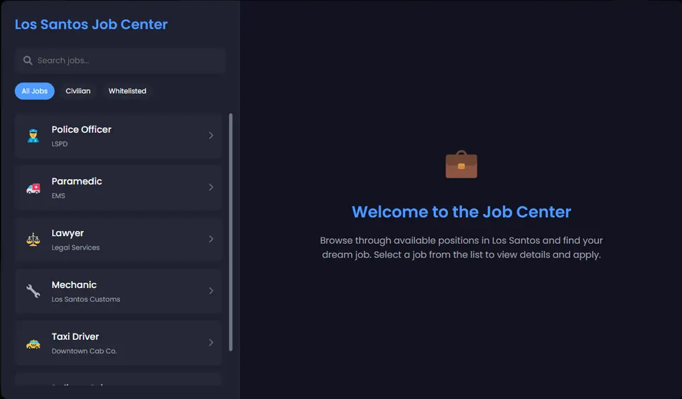 QBCore Advanced Job Center System