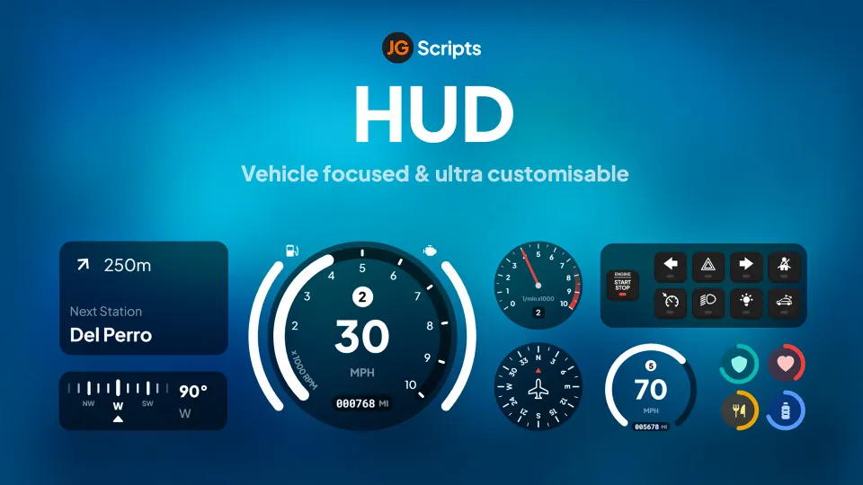 JG HUD FiveM customizable HUD preview