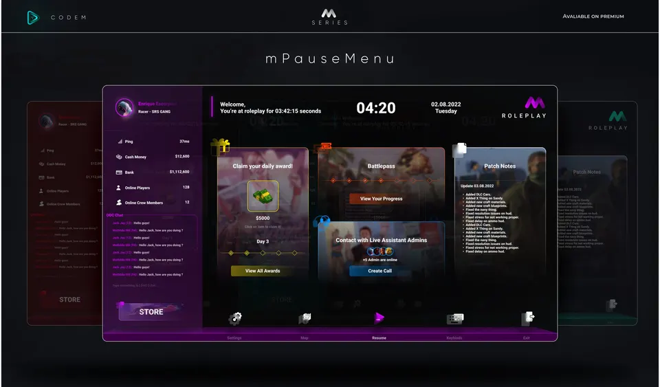 CodeM mPausemenu — Fortgeschrittenes Pausemenü FiveM Ressourcen-Vorschau