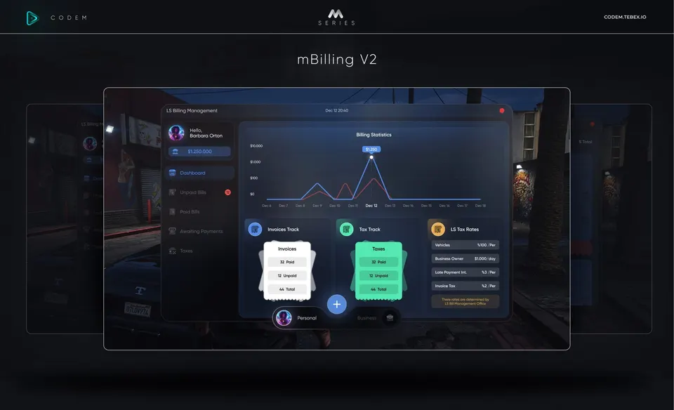 CodeM mBilling — Sistema Avanzado de Facturación y Facturas FiveM vista previa del recurso