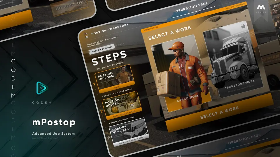 CodeM mPostop — Advanced Cargo Work FiveM Ressourcen-Vorschau
