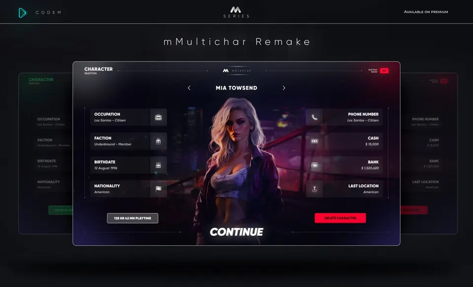 CodeM mMultichar — Advanced Multi-Character System FiveM resource preview 2
