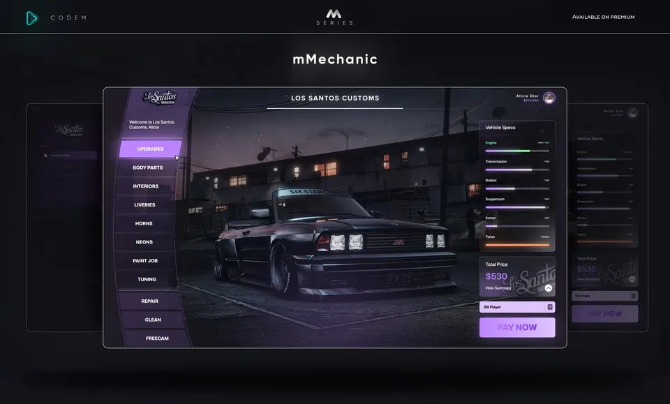 Visualização do recurso 2 do CodeM mMechanic Job — Advanced Mechanic Job System FiveM