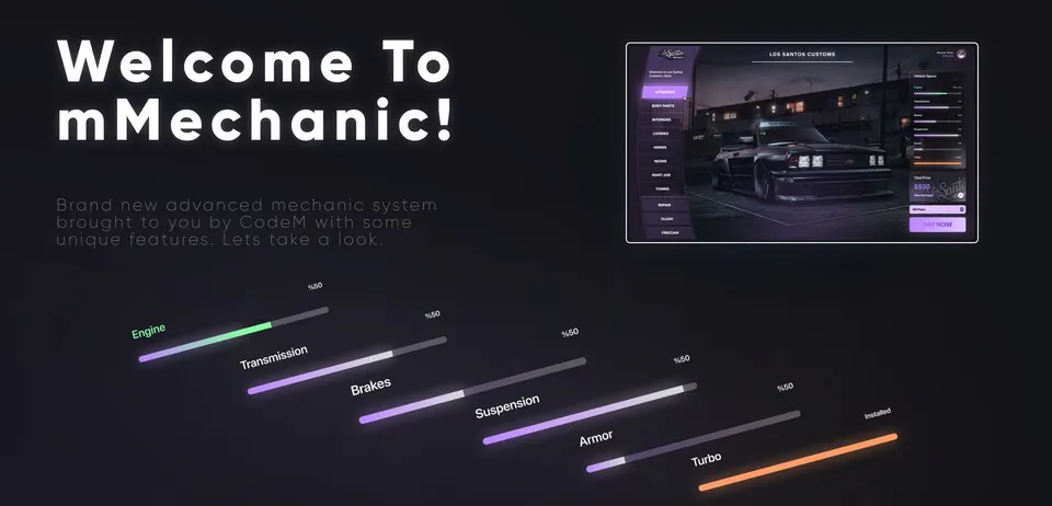 CodeM mMechanic Job — Sistema Avançado de Trabalho de Mecânico FiveM visualização do recurso 3