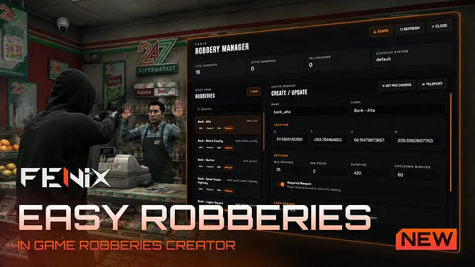 Fenix Easy Robberies: Dependencies, Staff Access and Rewards