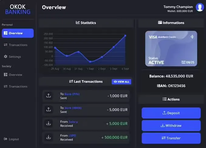 NoPixel Banking (ESX) FiveM resource preview
