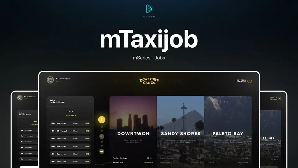 CodeM mTaxiJob — Advanced Taxi Script FiveM preview