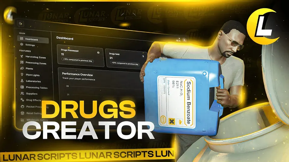 Criador de Drogas Lunares FiveM pré-visualização do script