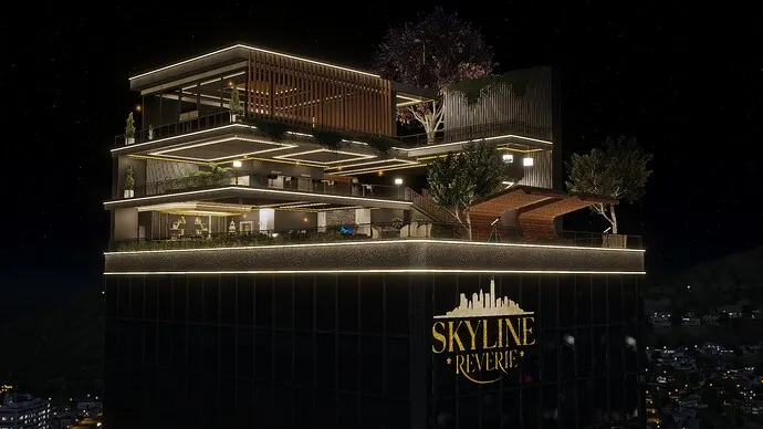 Skyline Reverie Rooftop Lounge with Business Script