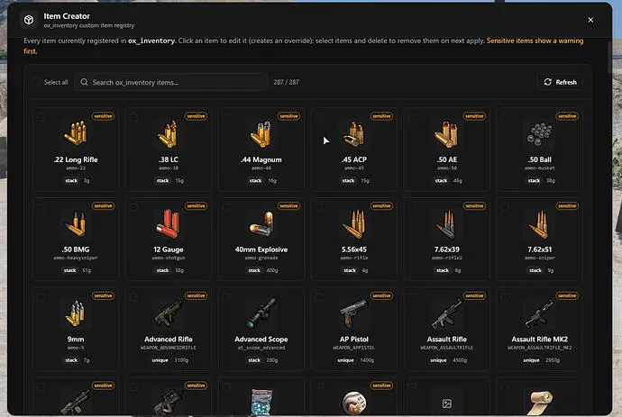 spoodyItemCreator for ox_inventory: Installation and Caveats