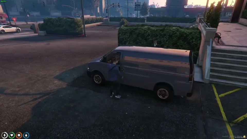 NoPixel Car Rental aperçu du gameplay avec interaction avec les véhicules