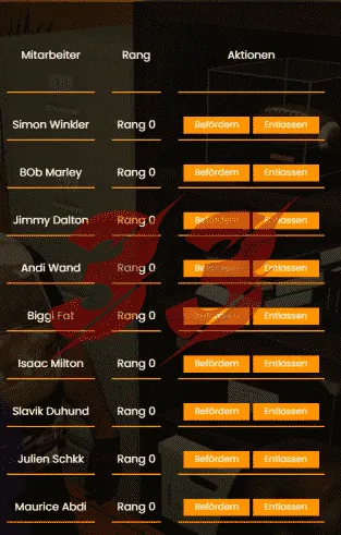 Interfaz de menú en el juego ESX Menu List para FiveM