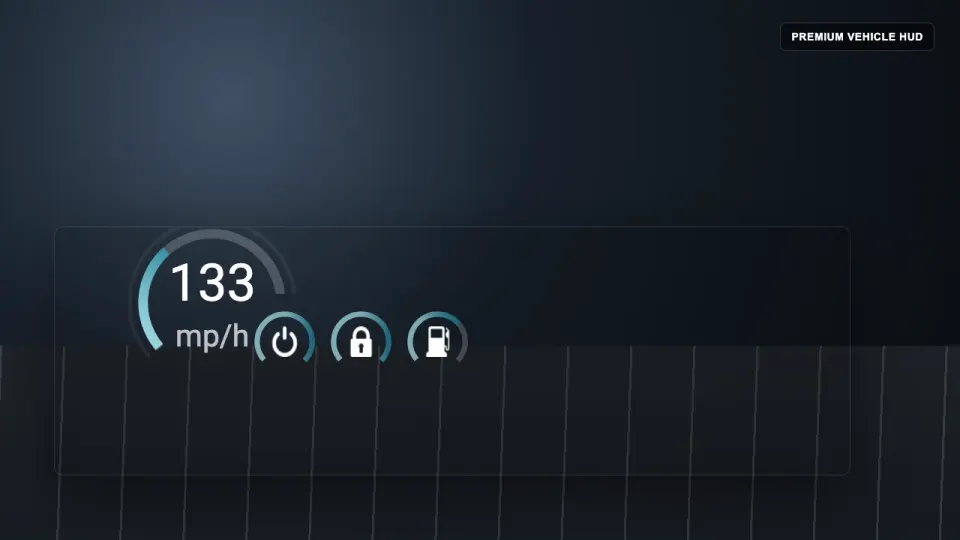 Premium Vehicle HUD preview with speedometer, engine, lock and fuel indicators