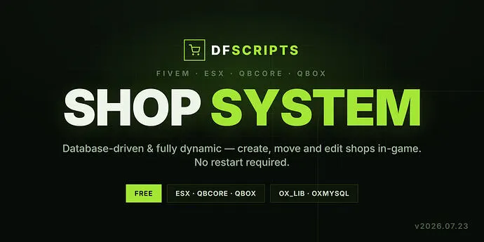 DF Shops for FiveM: Dependencies, Admin Access and Purchase Tests
