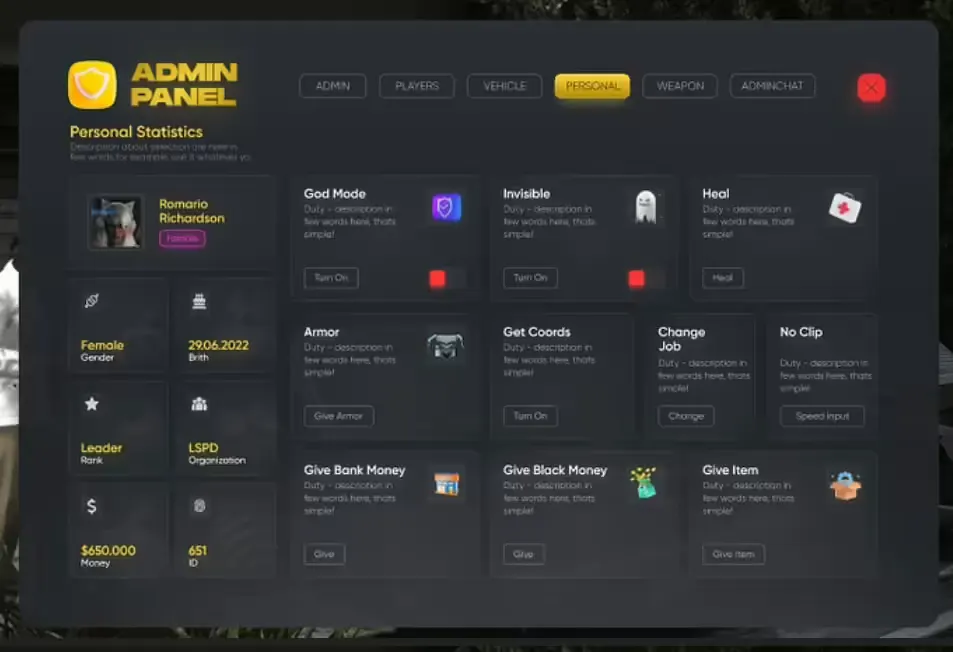 Izzy - Admin Menu FiveM resource preview 3