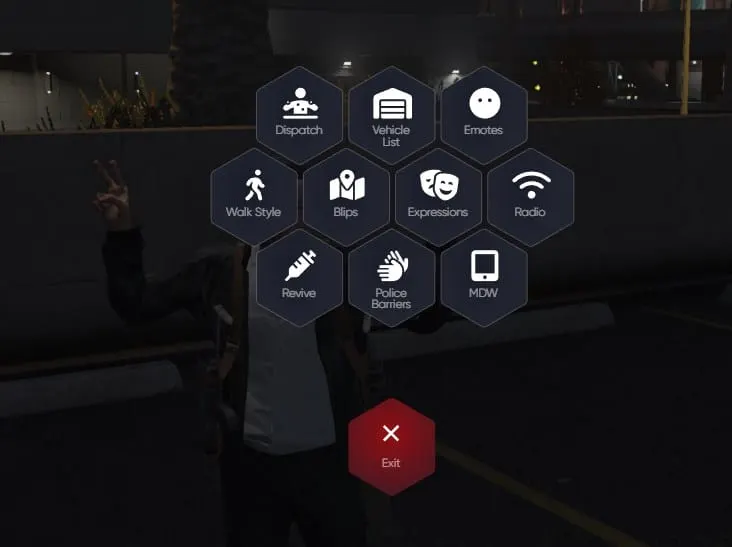 NoPixel Radialmenü im Spiel UI Vorschau