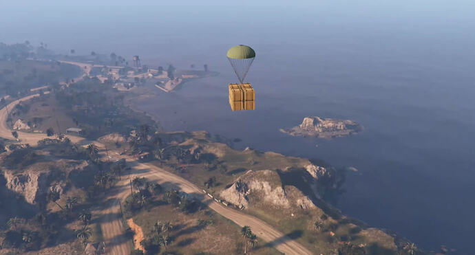 Parachute supply crate over Cayo Perico