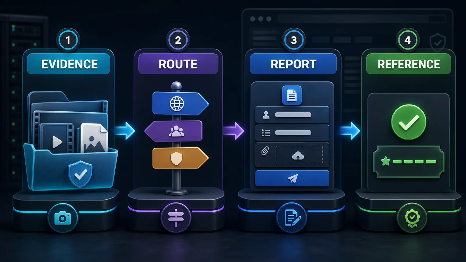 FiveM server reporting workflow from evidence to route, report and reference